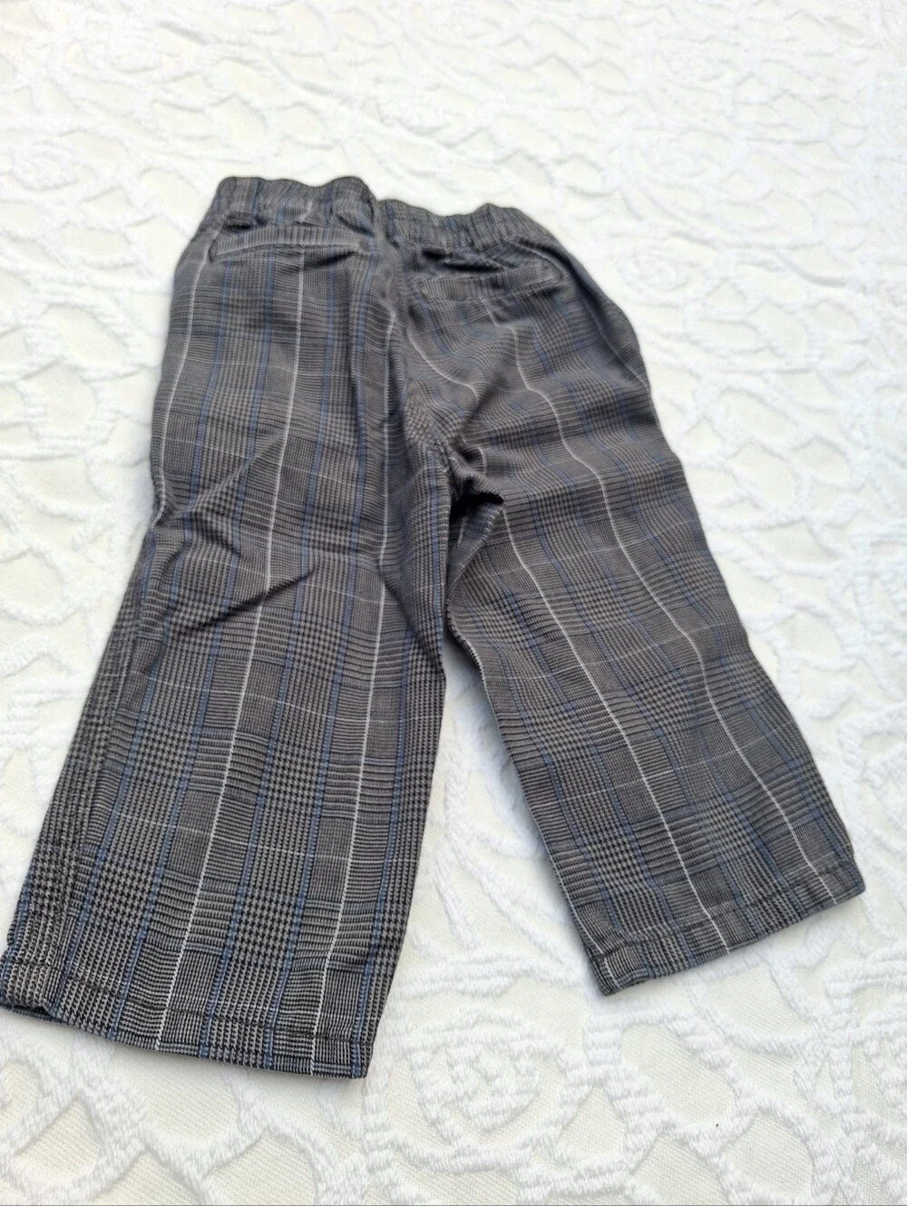 Old Navy Gray Plaid Cargo Pants with Blue Windowpane Size 18-24m